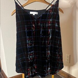LOFT Velvet Plaid Cami Top - Black and Red